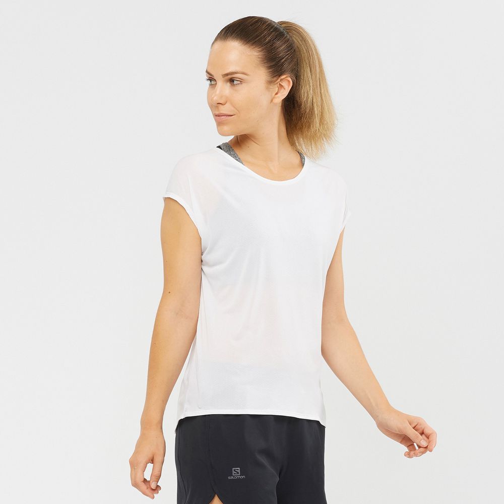 Camisetas Salomon Mujer Blancas - Salomon Argentina XA SLEEVE TECH W,642739-WHQ